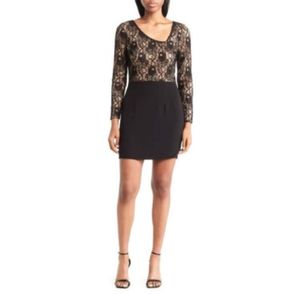 Dress the Population Chante Lace Bodice Mini Dress Black NWT Size XXS LBD